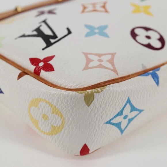 LOUIS VUITTON Multicolor Pochette Accessoires Pouch White M92649 LV Auth 131817V - Picture 4 of 16
